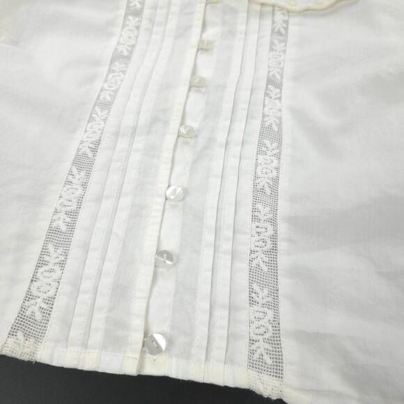 ZARA Cropped Peter Pan Collar Shirt Boho Victorian Cottagecore Preppy Classic - Picture 6 of 11